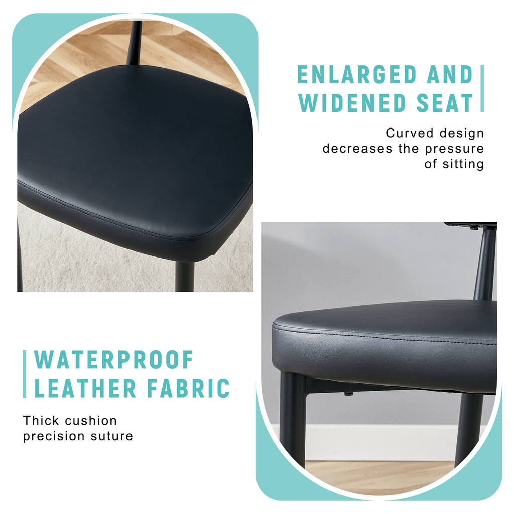 Black Minimalist Ergonomic Dining Chair – Set of 4