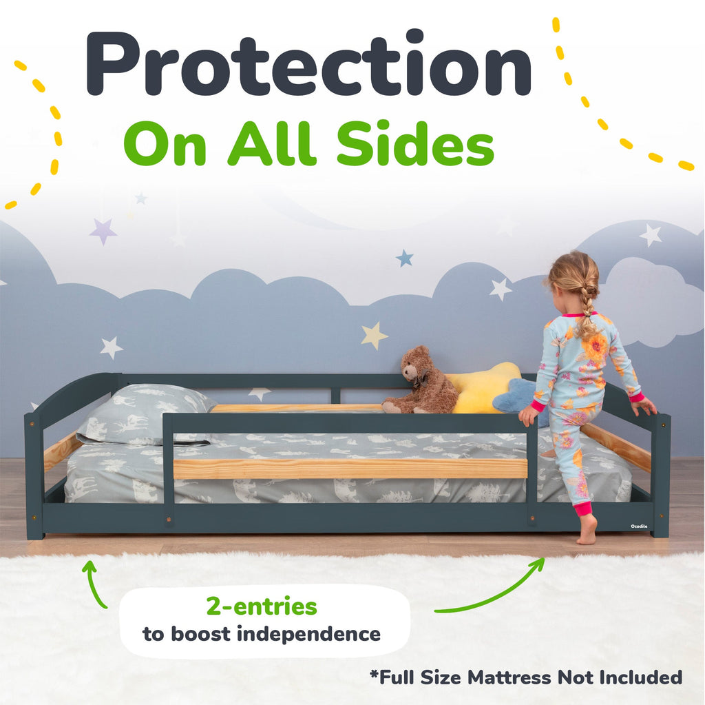 Full – Size Montessori Floor Bed with Strong Slatted Frame