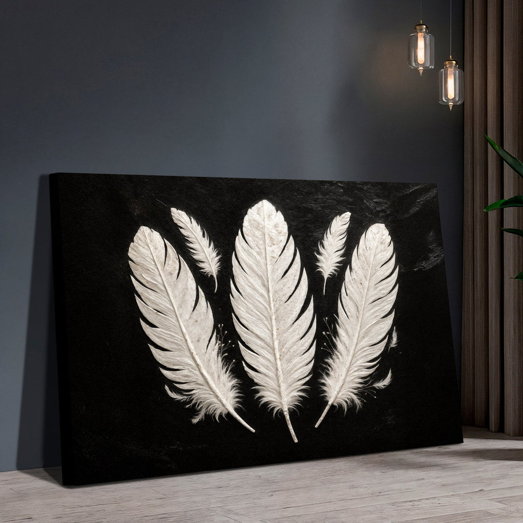 Minimalist Monochrome Feather Wall Art