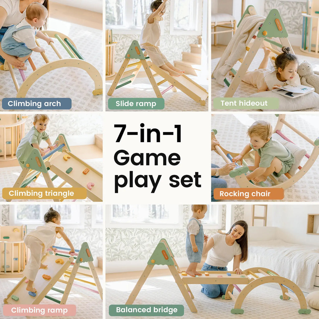 Tiny Land® 7 – in – 1 Morandi Pikler Triangle Set