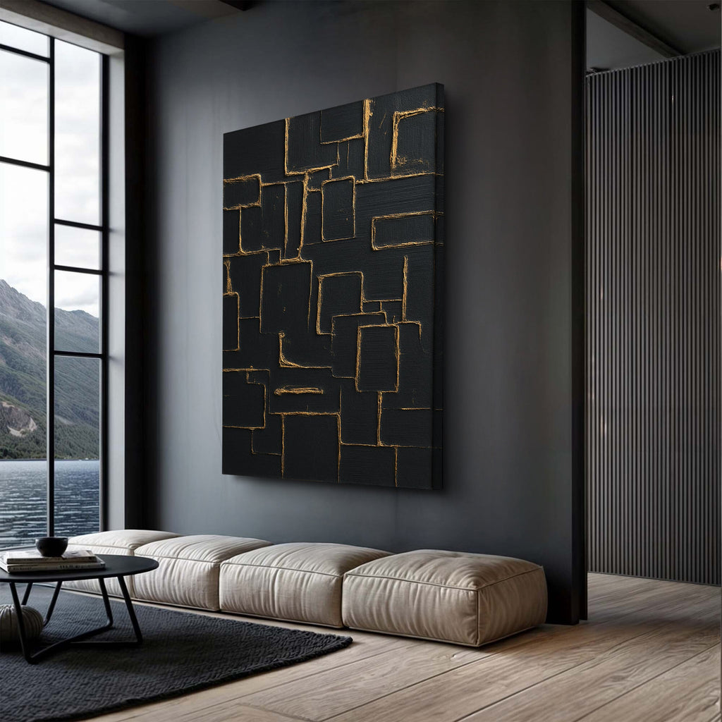 Contemporary Black and Gold Wall Art