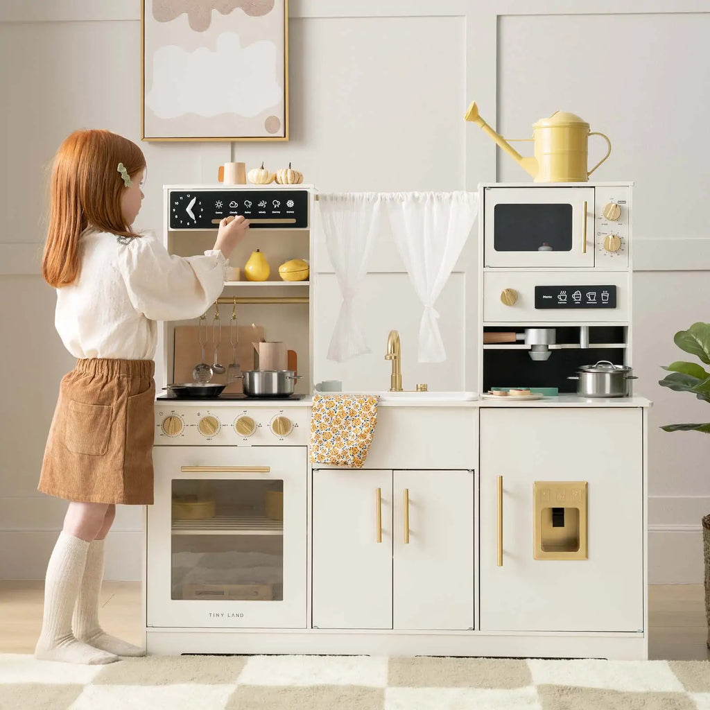 Tiny Land® Play Kitchen with Running Water – Iconic Aqua Kitchen in Cream