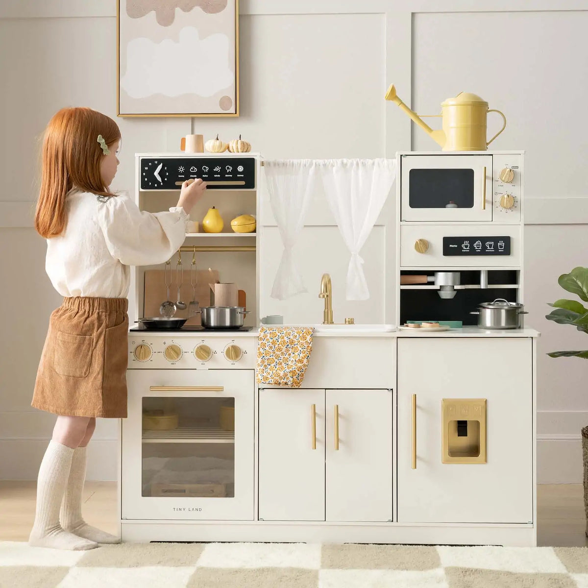 Tiny Land® Play Kitchen with Running Water – Iconic Aqua Kitchen in Cream