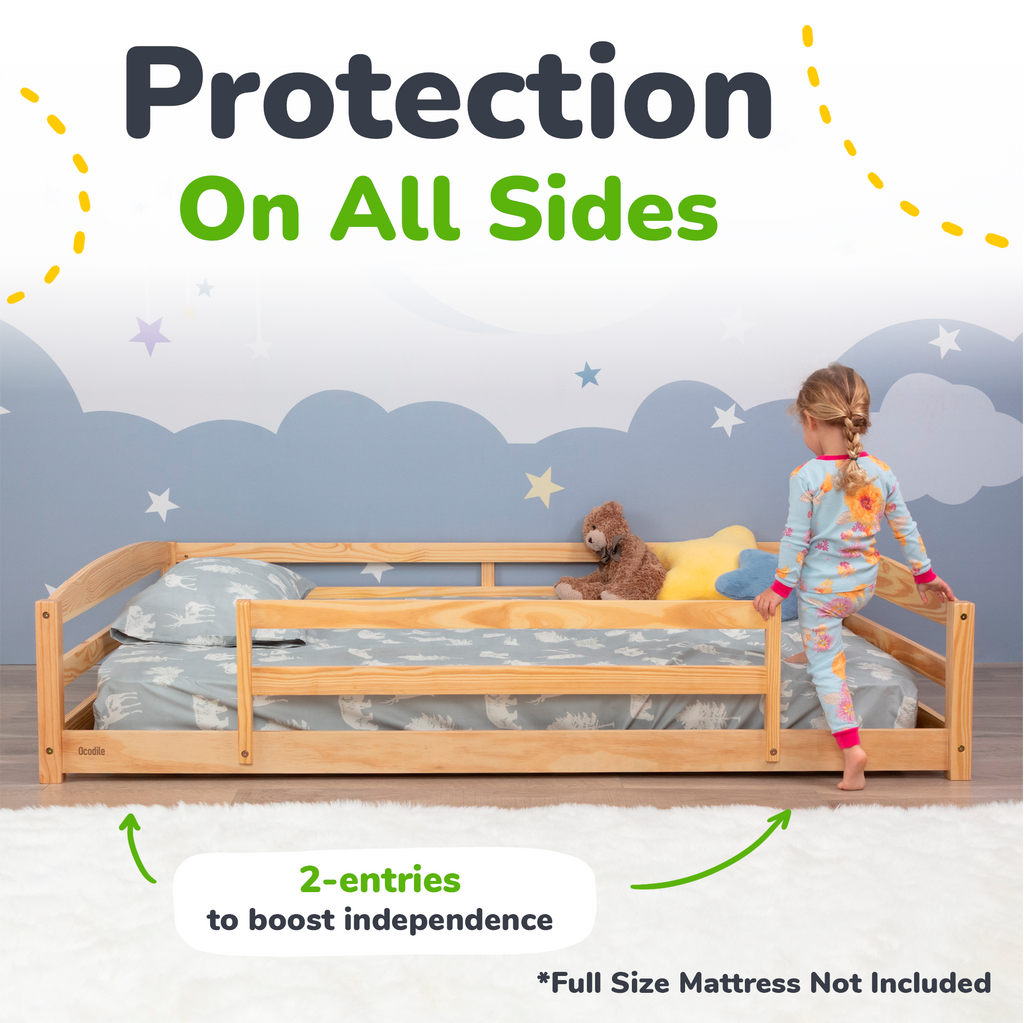Full – Size Montessori Floor Bed with Strong Slatted Frame