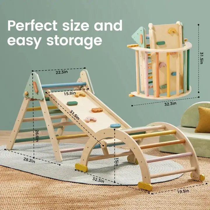 Tiny Land® 7 – in – 1 Morandi Pikler Triangle Set