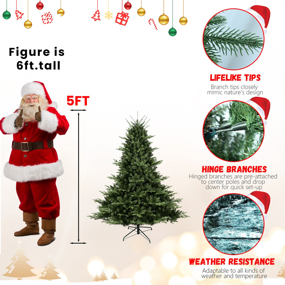 4FT Full – Shaped Christmas Tree with 714 Tips