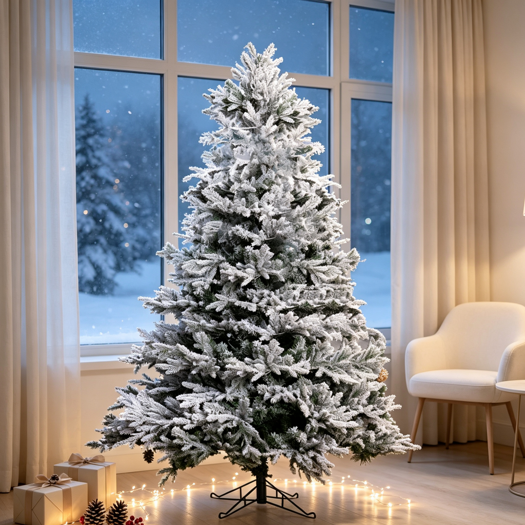 7 FT Snow – Flocked PE/PVC Hybrid Christmas Tree
