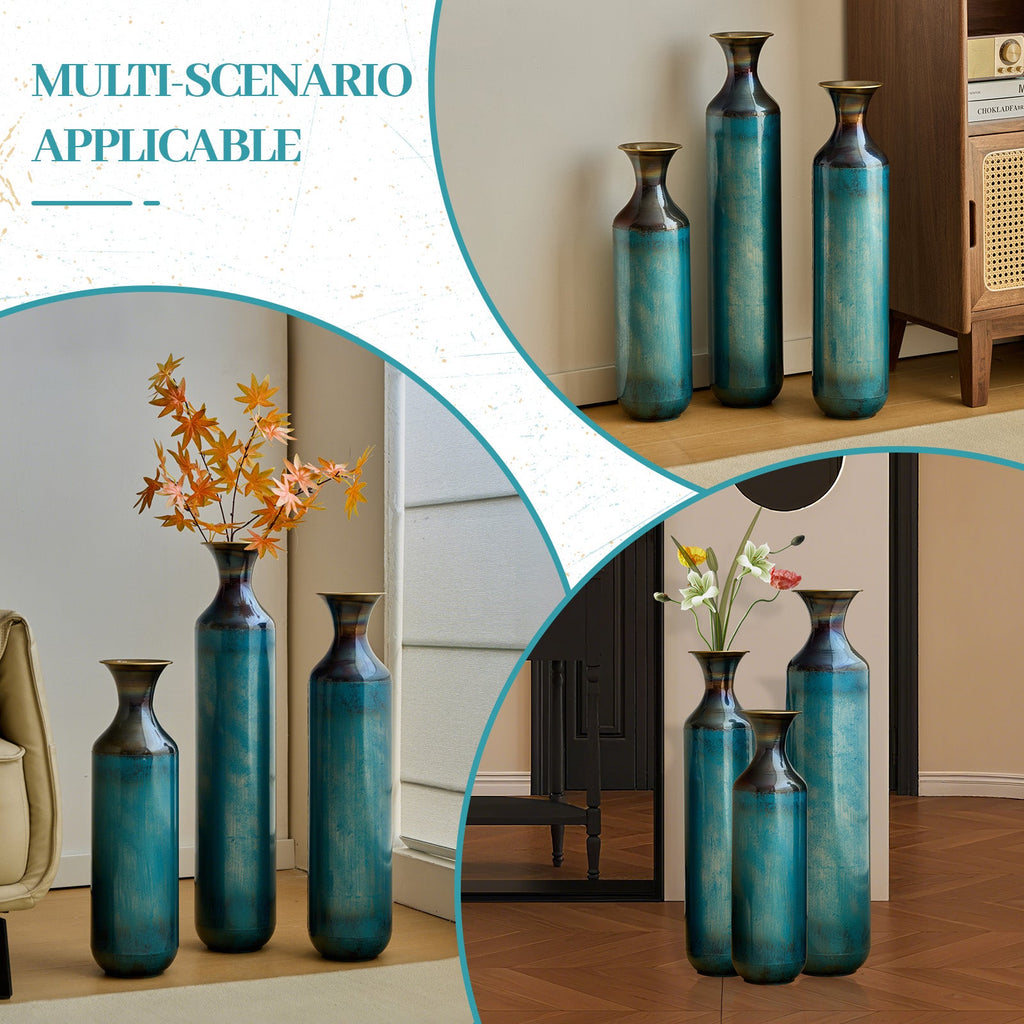 Torch – Fired Metal Vases Set of 3, Tall