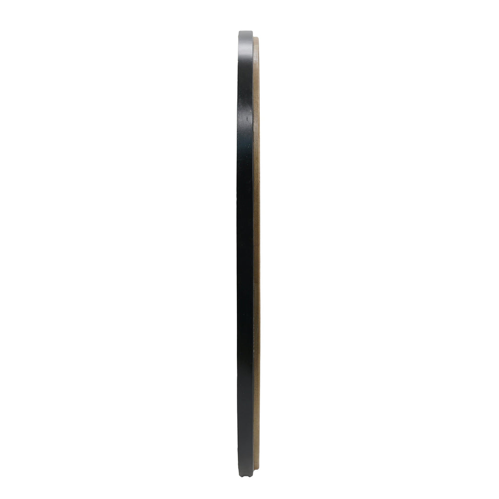 Two – Tone Black & Natural Wood Round Wall Mirror, 31.3 in
