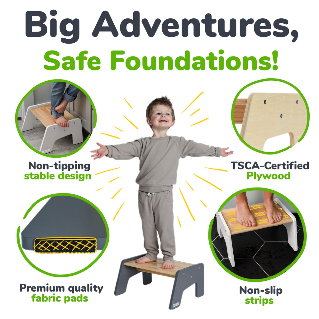1 – Step Wooden Stool for Kids(Multi – Purpose Step Stool for Kitchen, Bath, and Potty Training)
