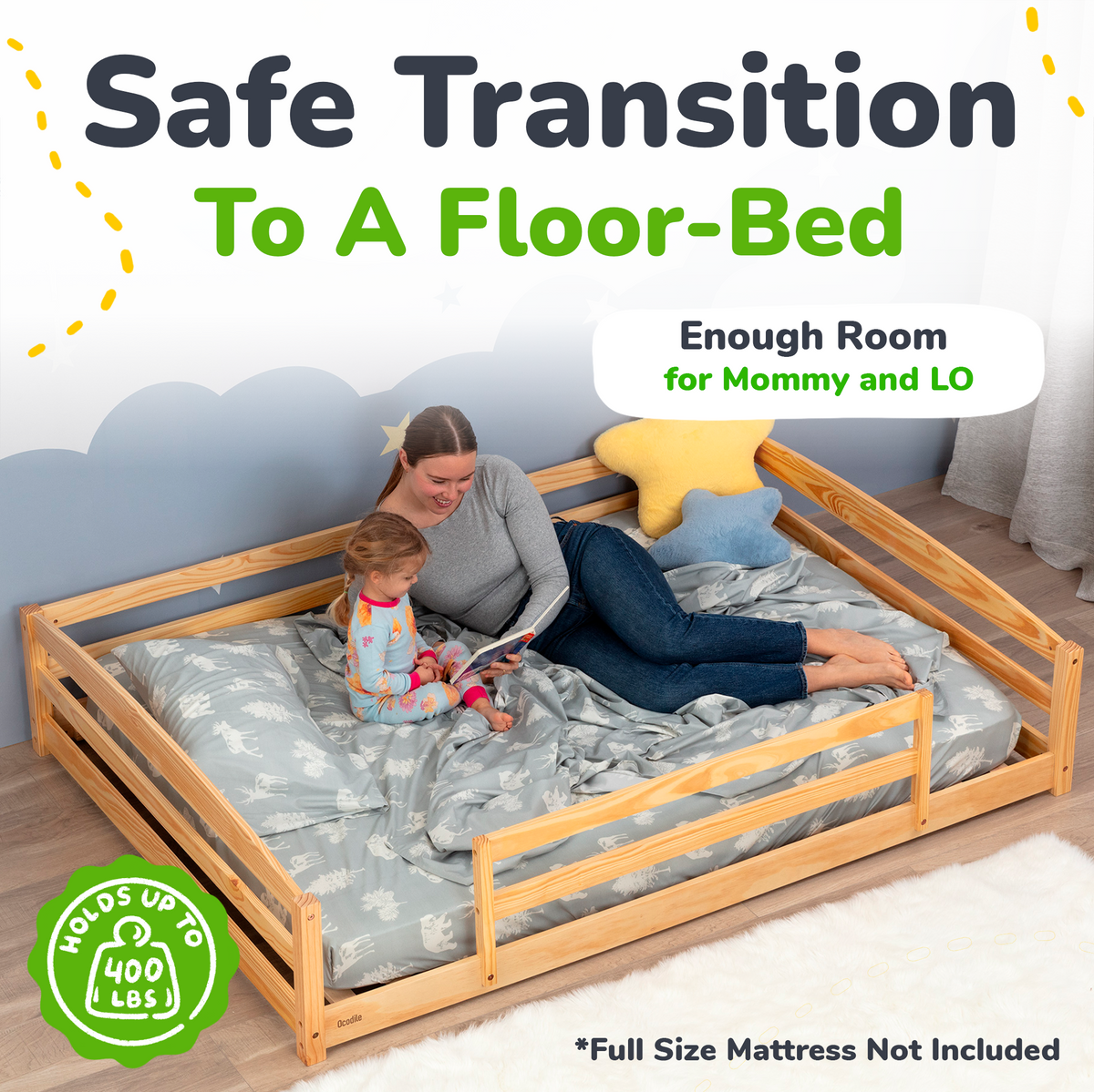Full – Size Montessori Floor Bed with Strong Slatted Frame