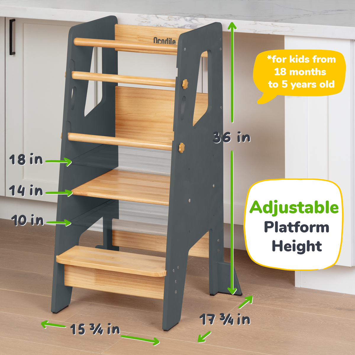 Montessori Toddler Tower – Adjustable Kitchen Stool Helper