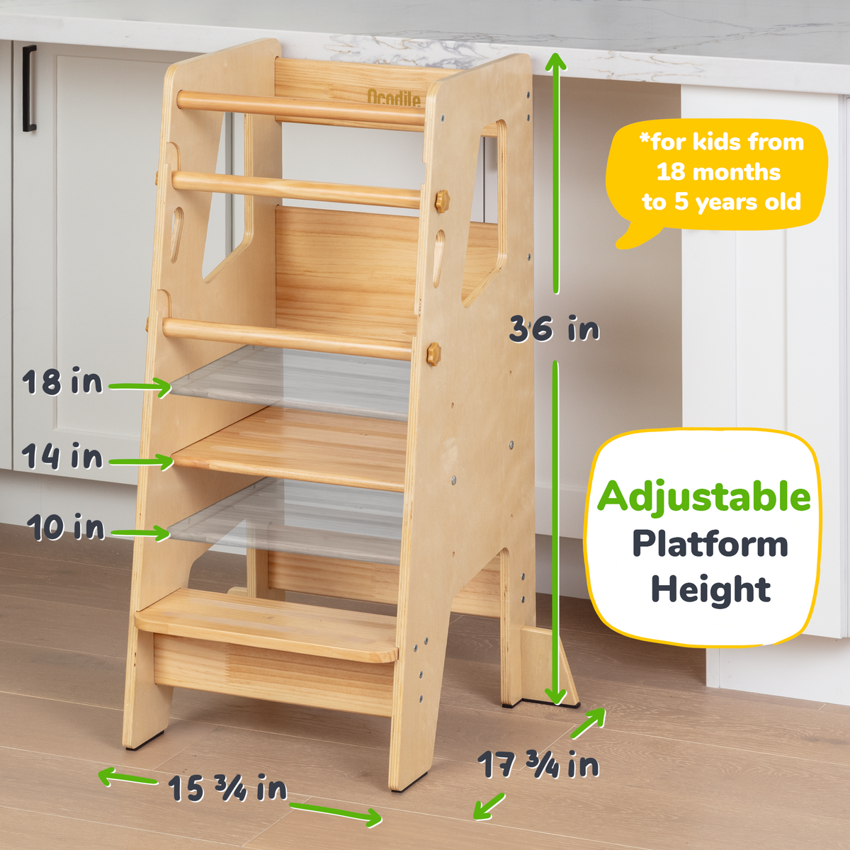 Montessori Toddler Tower – Adjustable Kitchen Stool Helper