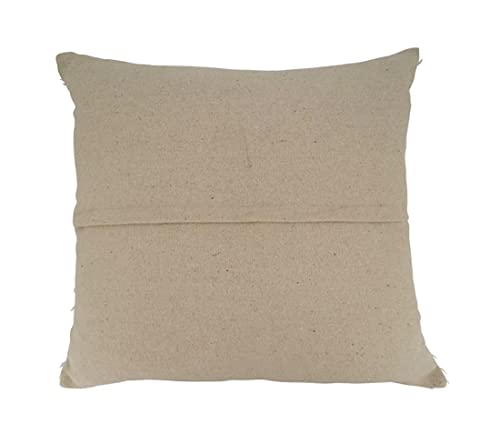 Fennco Styles Tufted Stripe Cotton Decorative Throw Pillow 20" W x 20" L – Ivory Square Cushion for Home, Couch, Living