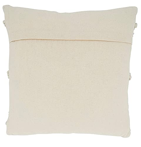 Fennco Styles Pom Pom Diamond Decorative Throw Pillow Cover 18" W x 18" L – Ivory Square Cushion Case for Home, Couch, B