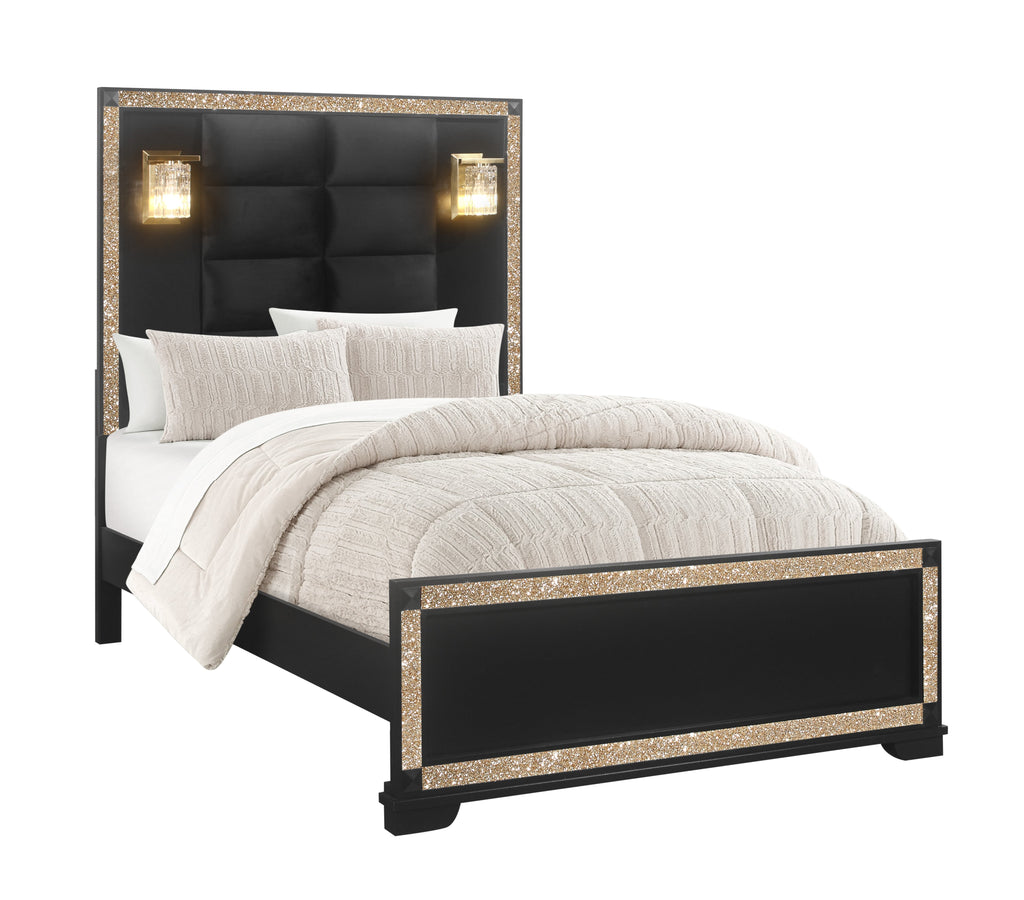 Lively Black/Gold Full Bedroom Set