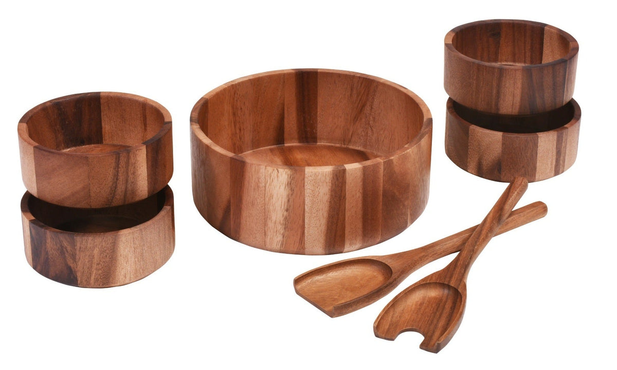 Large Salad Bowl with Servers and 4 Individuals – 327B7