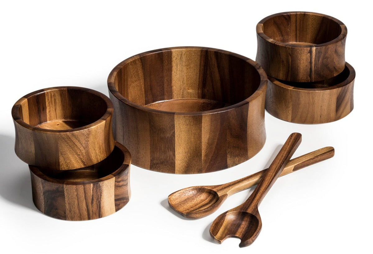 Large Salad Bowl with Servers and 4 Individuals – 328B7