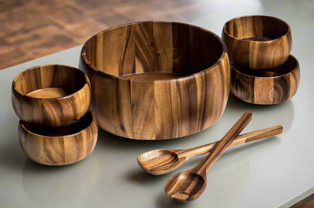 Extra Large Salad Bowl with Servers and 4 Individuals – 332C7