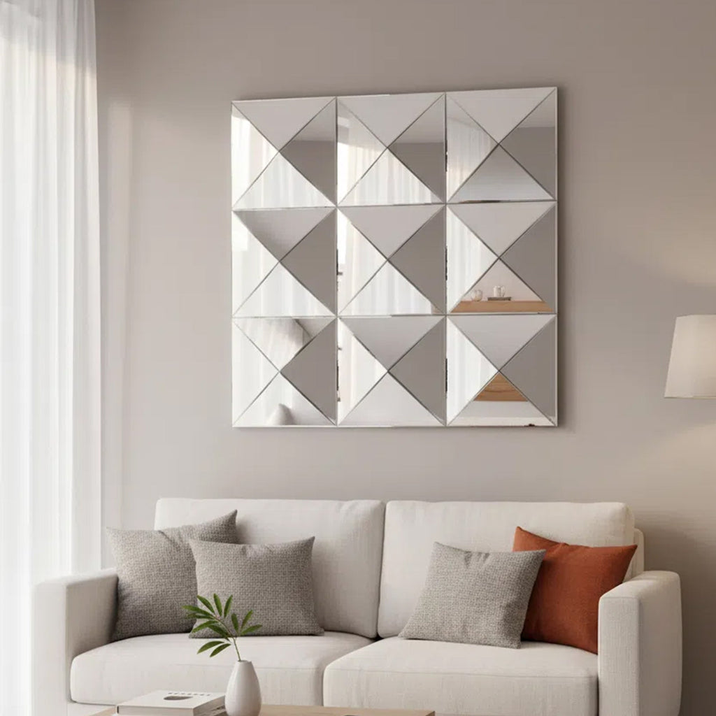 3D Mirror Wall Decor – Beveled Glass Large Square Wall Mirror