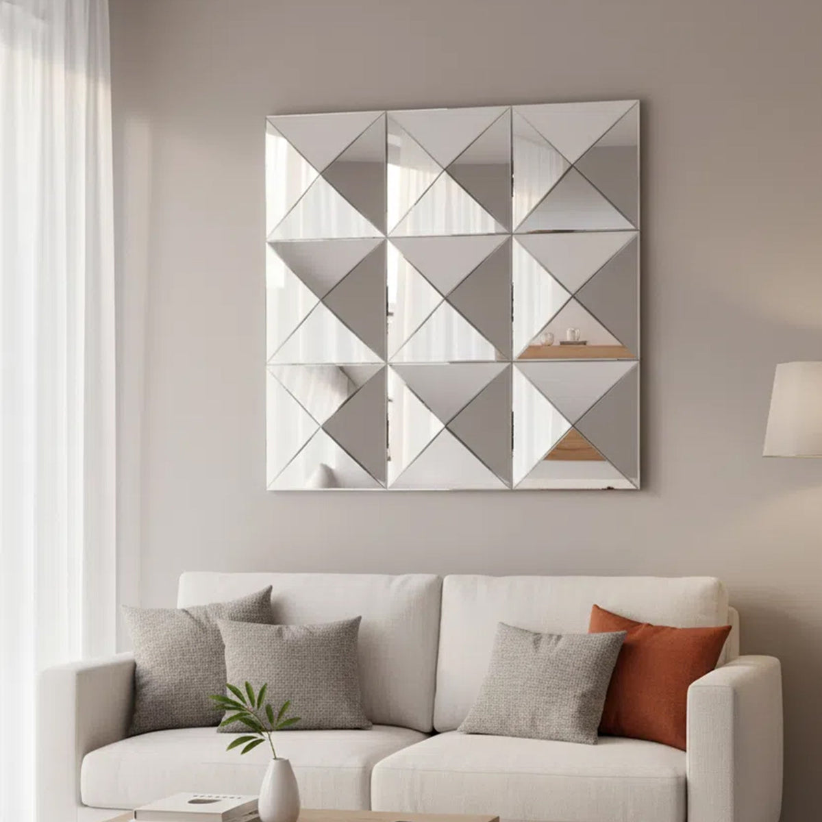 3D Mirror Wall Decor – Beveled Glass Large Square Wall Mirror