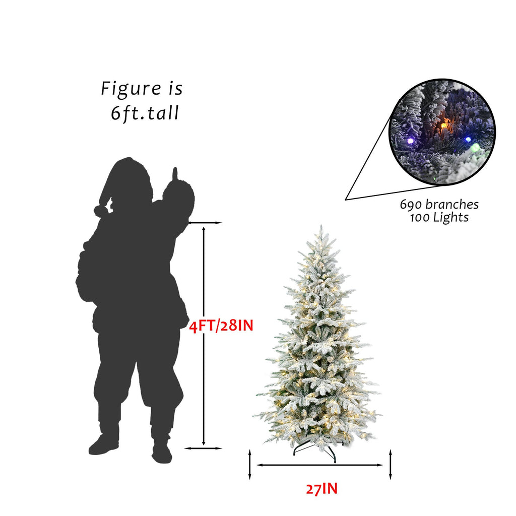 8FT PE+PVC Flocked Artificial Christmas Tree
