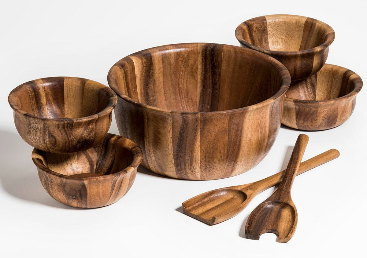 Large Salad Bowl with Servers and 4 Individuals – 335B7
