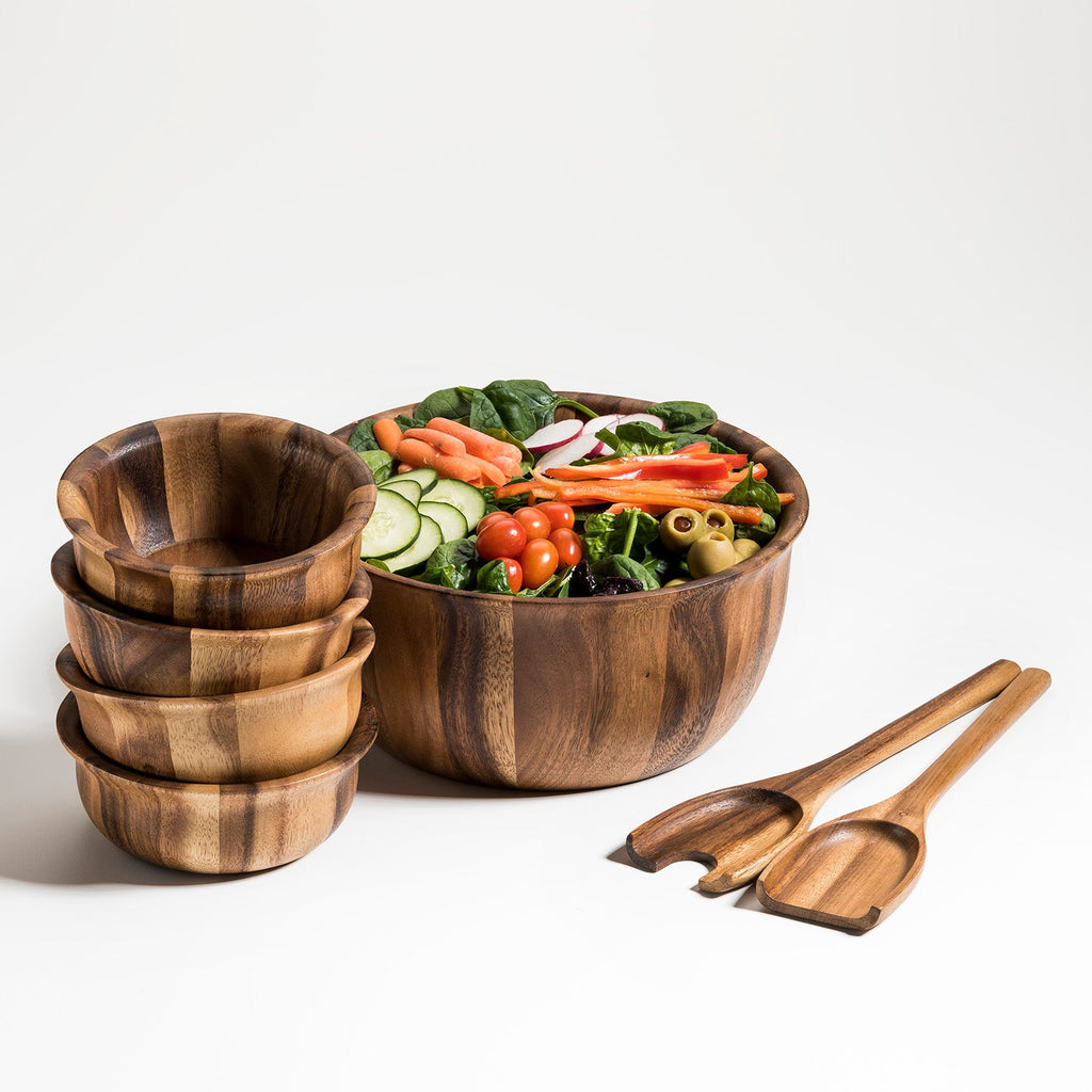 Large Salad Bowl with Servers and 4 Individuals – 335B7