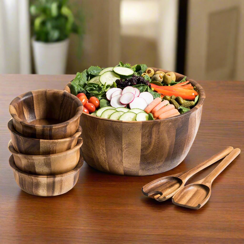 Extra Large Salad Bowl with Servers and 4 Individuals – 335C7