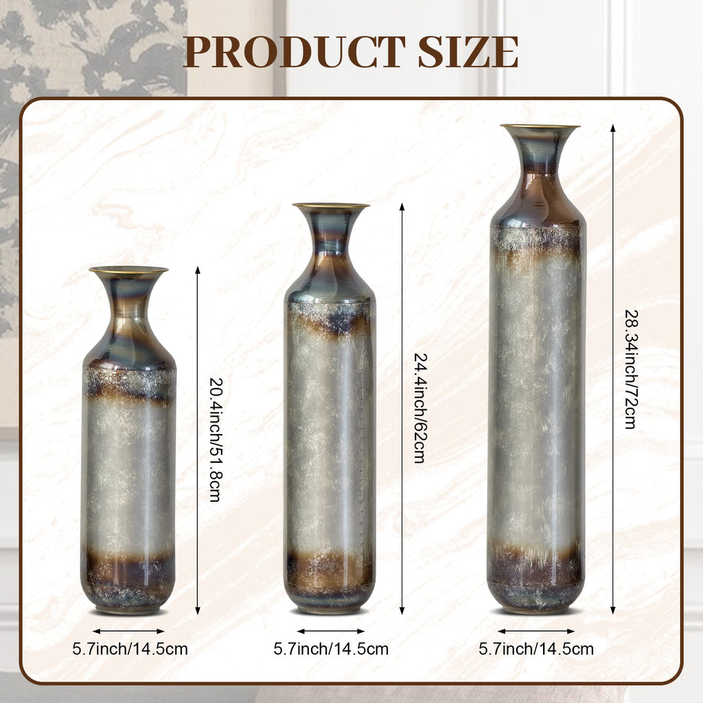Hand – Forged Metal Vases Set of 3