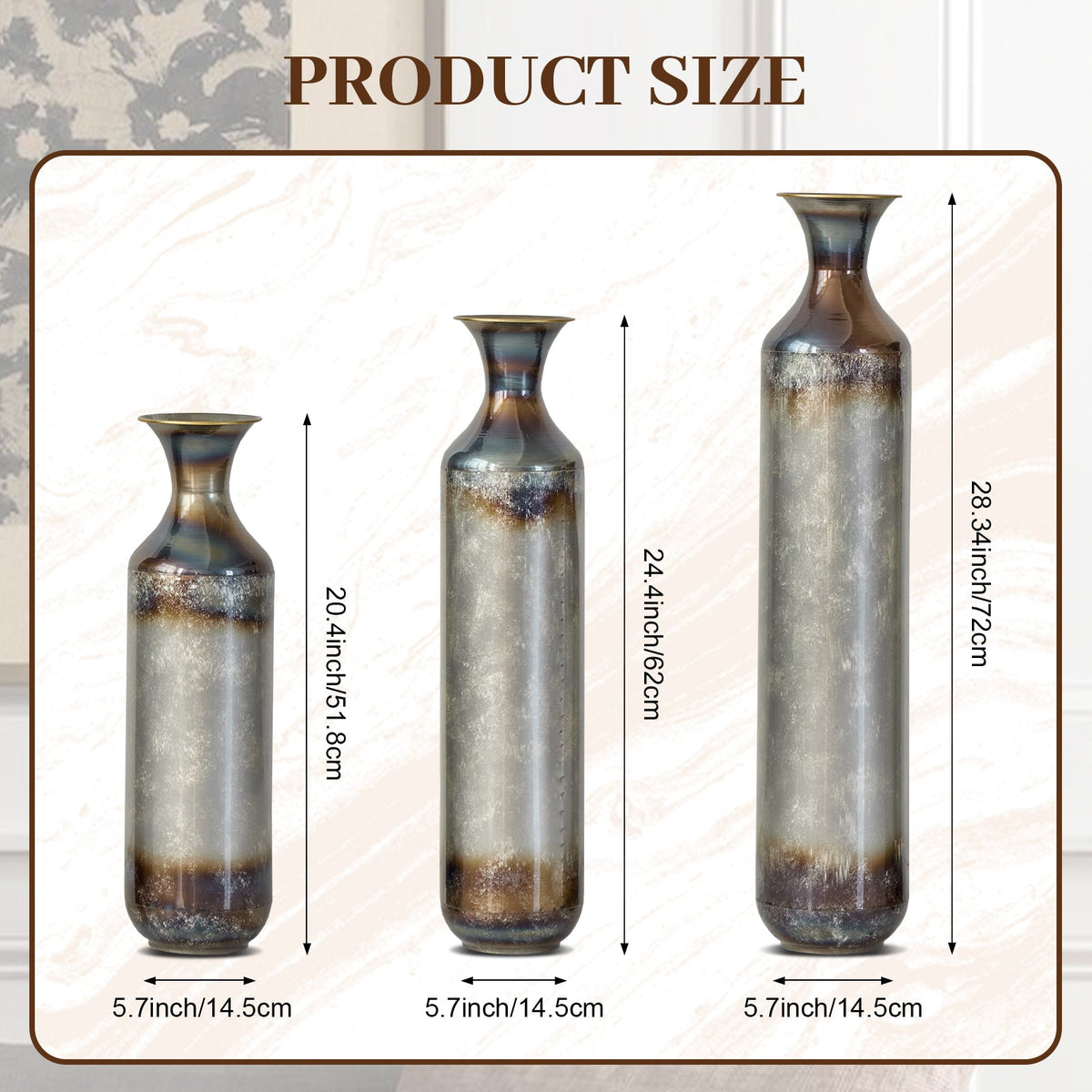 Hand – Forged Metal Vases Set of 3