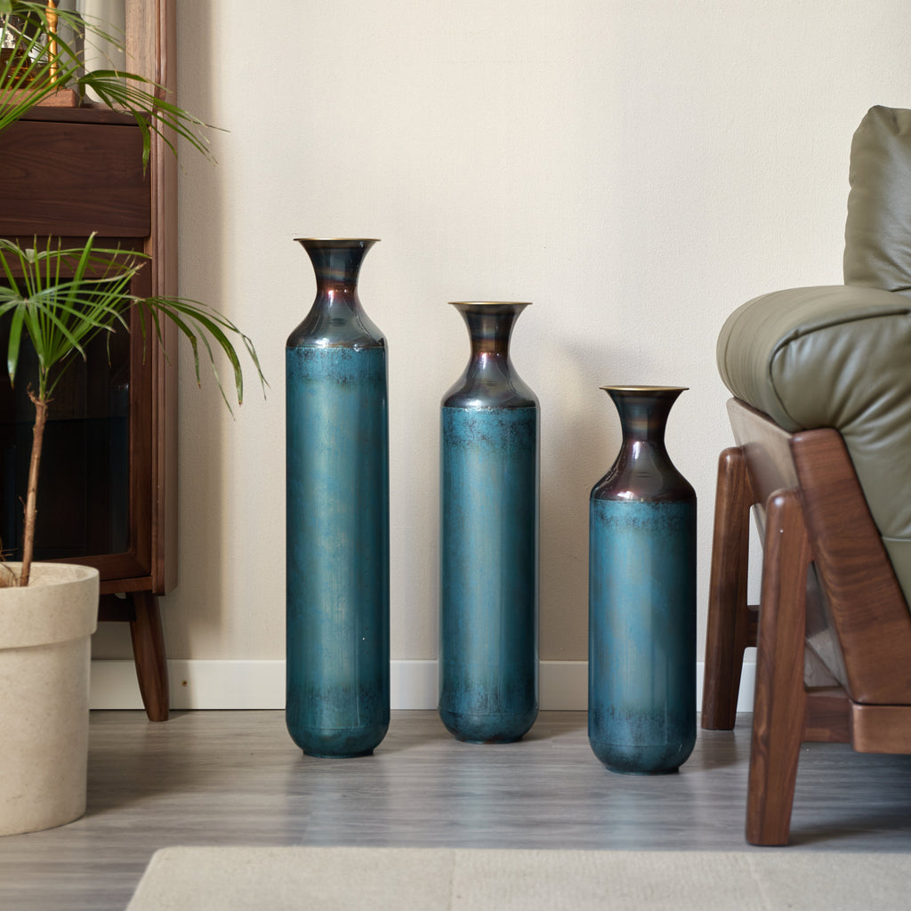 Torch – Fired Metal Vases Set of 3, Tall