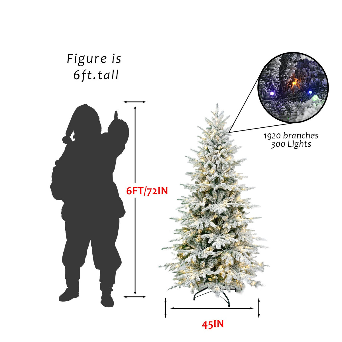 8FT PE+PVC Flocked Artificial Christmas Tree