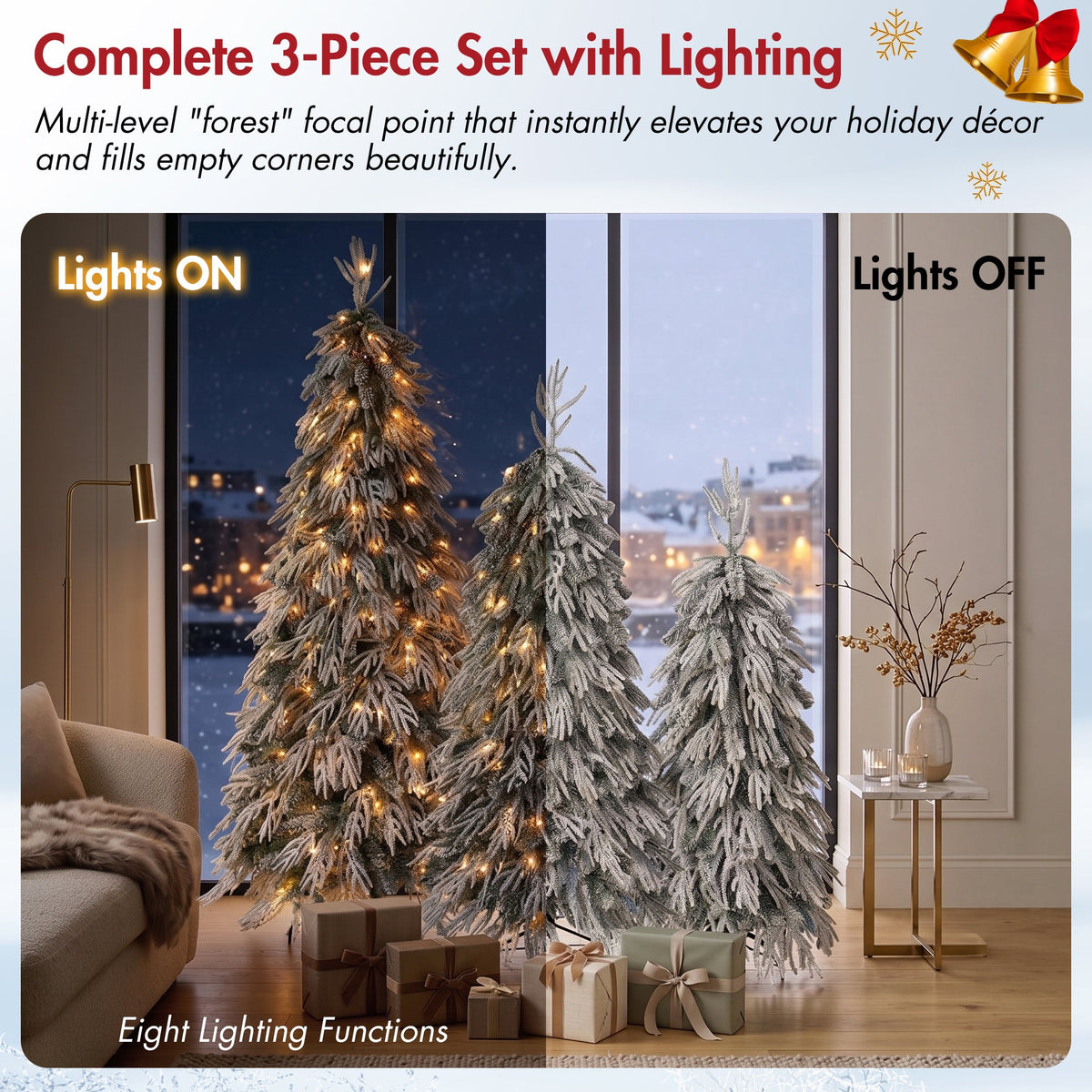 Snowy Cascading Christmas Trees 3 – Piece Set