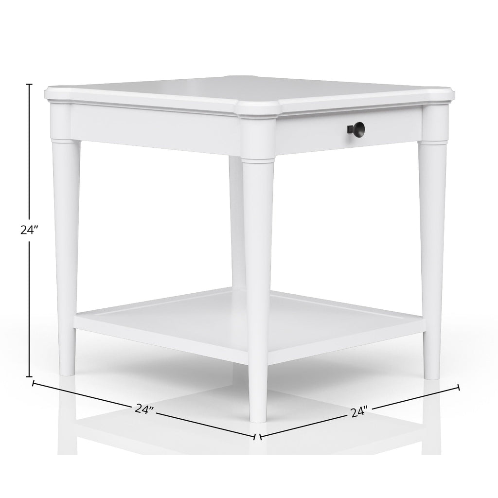 White Finished End Table With Storage Drawer