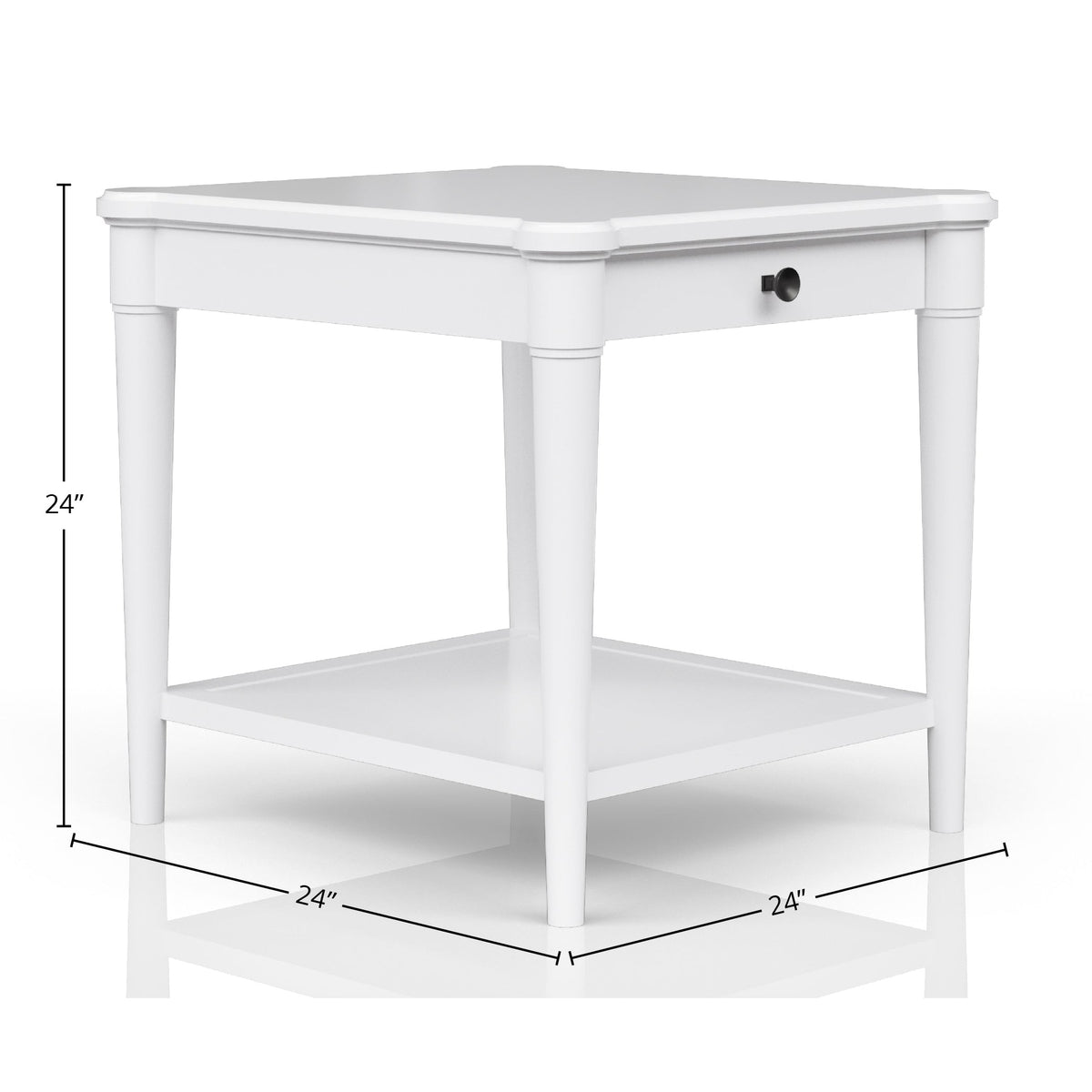 White Finished End Table With Storage Drawer