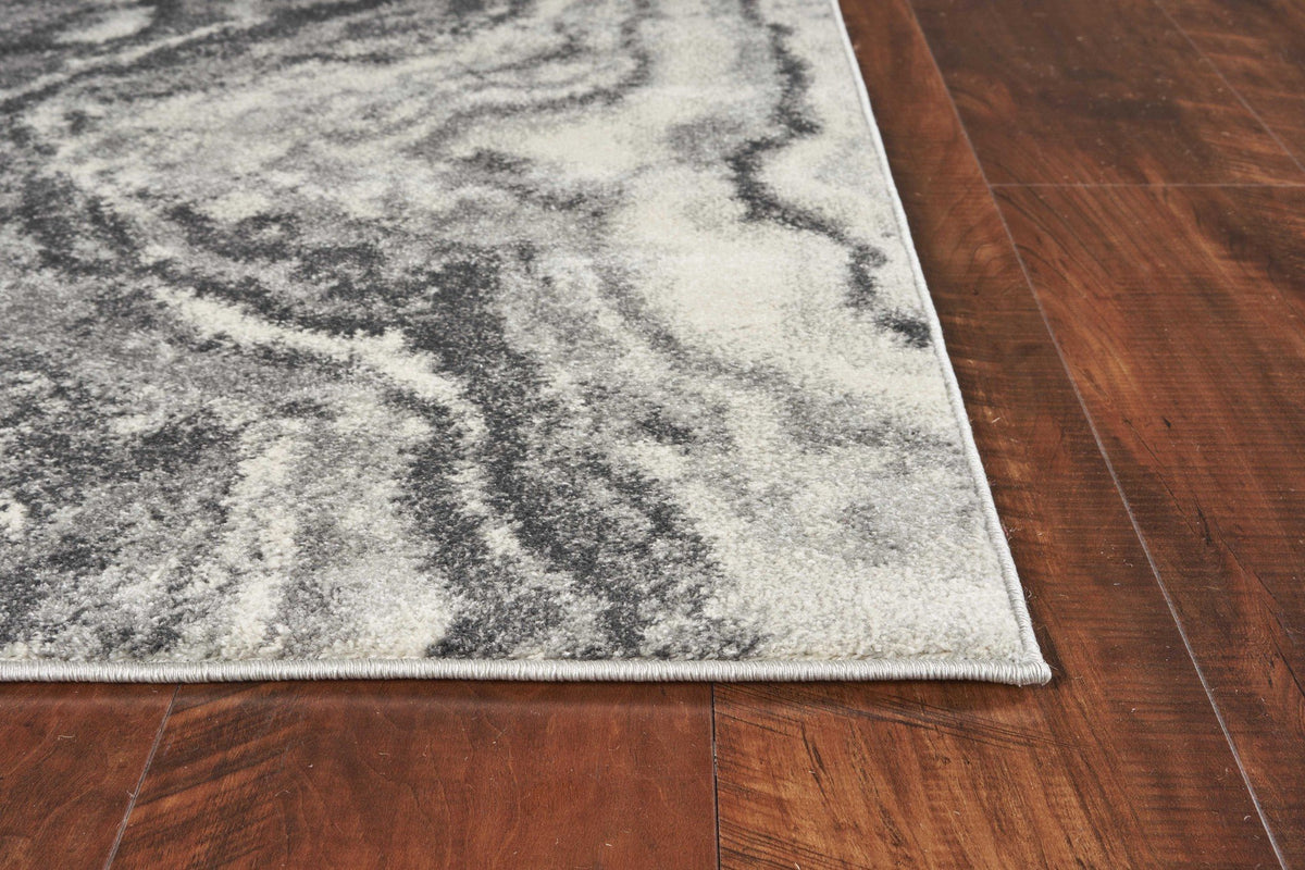 3feetx5feet Ivory Grey Machine Woven Marble Indoor Area Rug