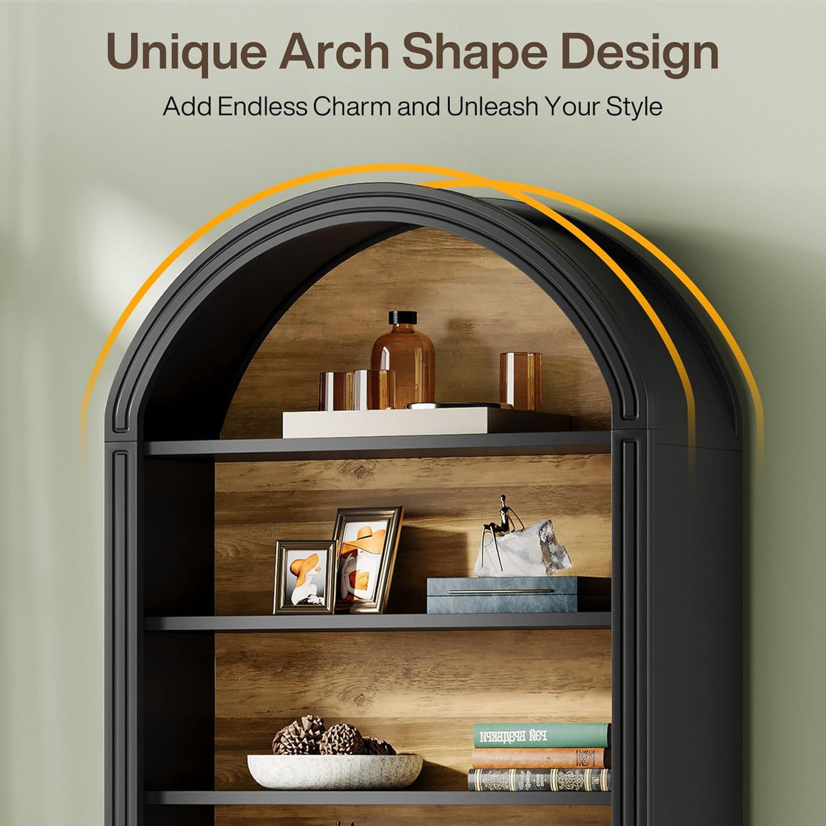 79.53" Tall 8 – Tier Black Arched Open Bookshelf