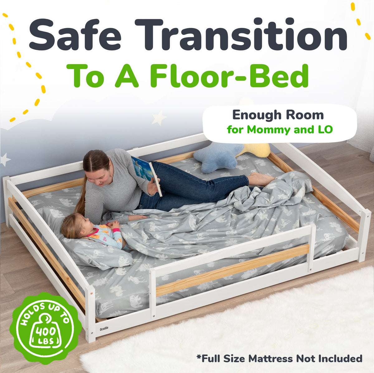 Full – Size Montessori Floor Bed with Strong Slatted Frame