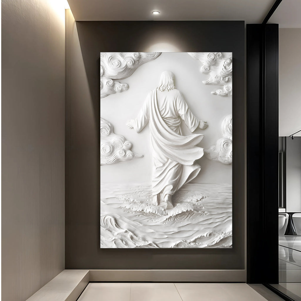 3D Minimalist Jesus Walking on Water Wall Art
