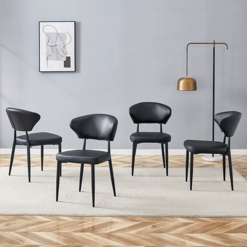 Black Minimalist Ergonomic Dining Chair – Set of 4