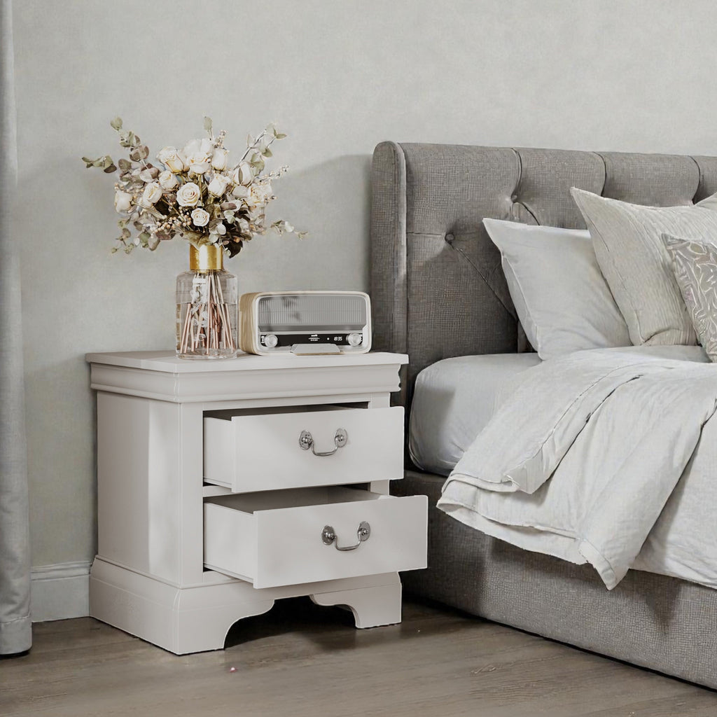 Classic Wooden Nightstand – White