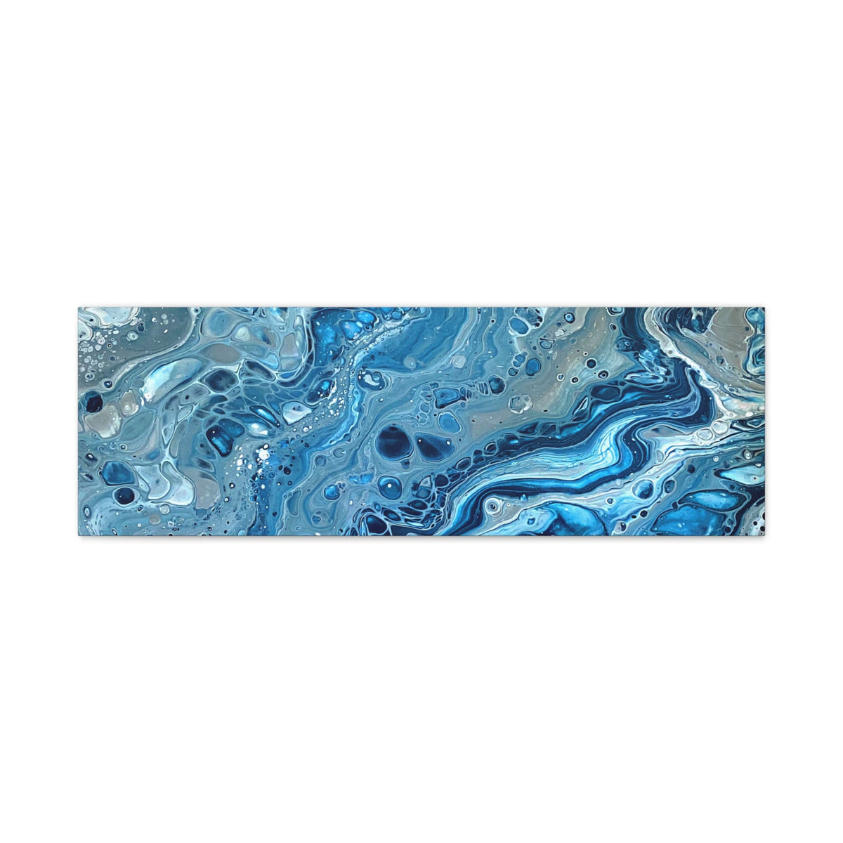 Bespattered Facade Blue Marble Stretched Matte Canvas Art Prints | Multiple Sizes