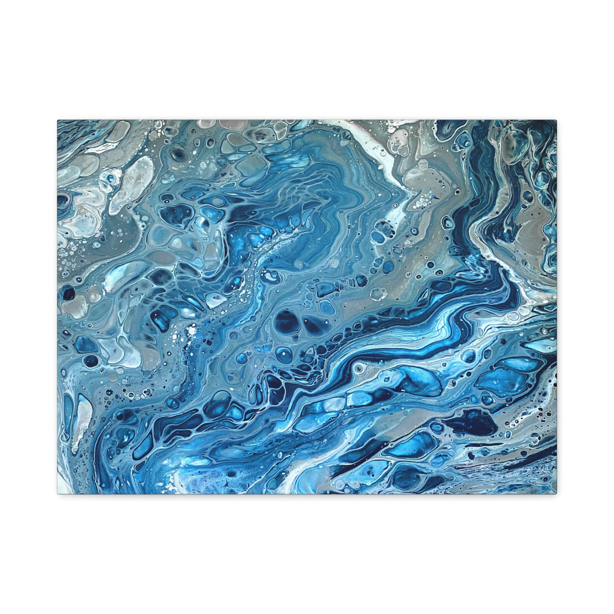 Bespattered Facade Blue Marble Stretched Matte Canvas Art Prints | Multiple Sizes