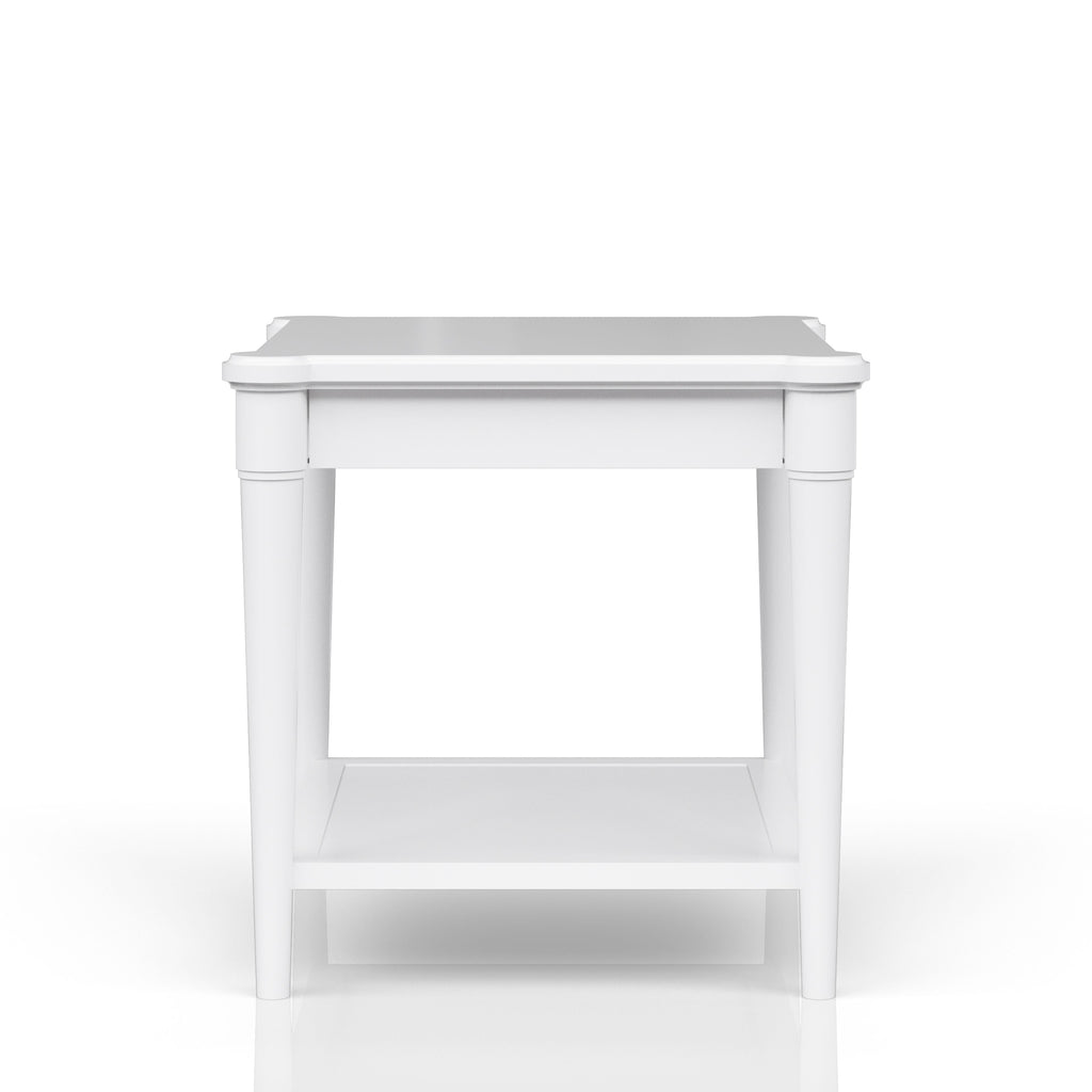 White Finished End Table With Storage Drawer