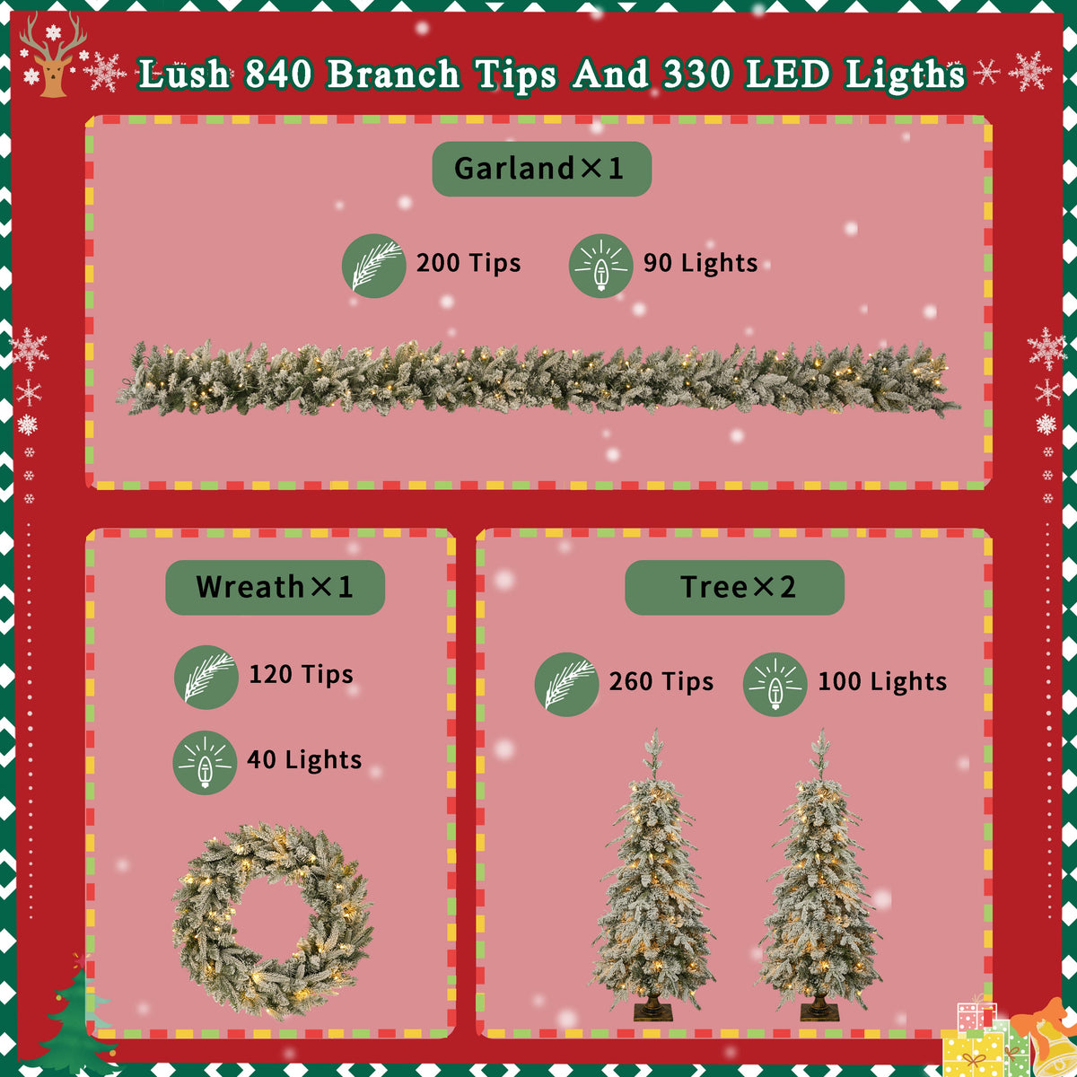 Pre – lit Christmas Artificial Tree 4 – Piece Set
