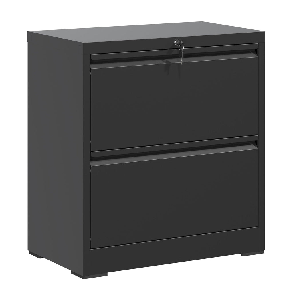 2 Drawer Lateral File Cabinet with Lock – Black