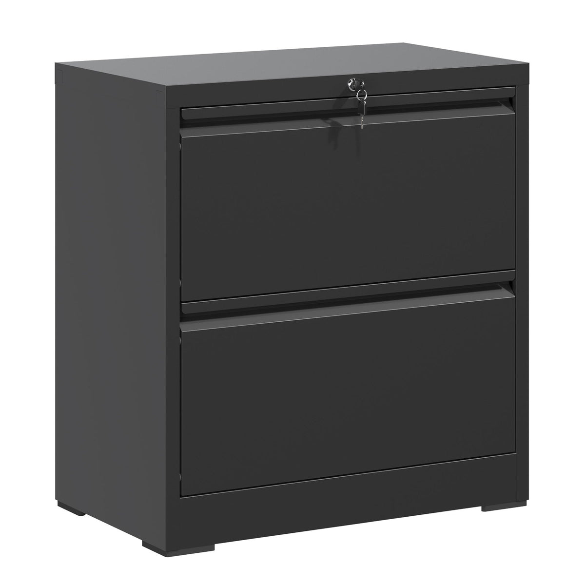 2 Drawer Lateral File Cabinet with Lock – Black