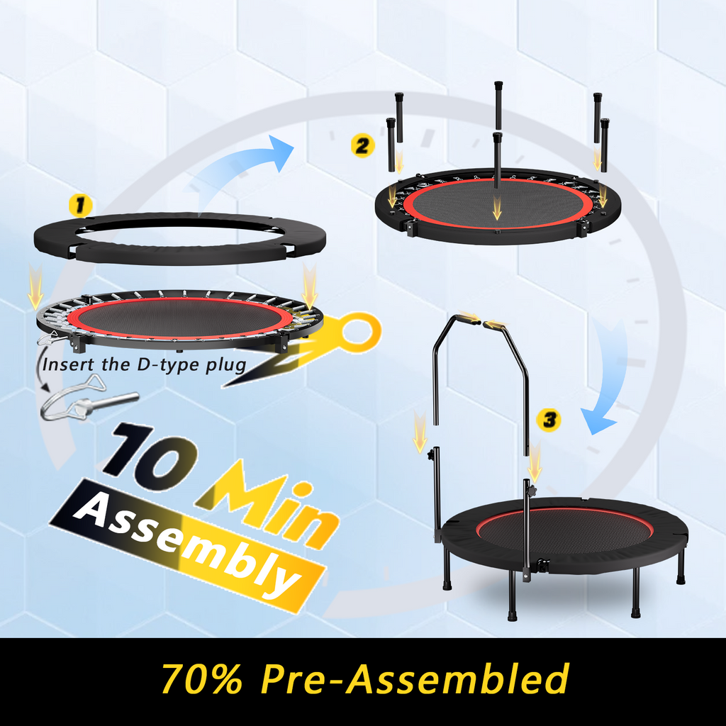 40 Inch Foldable Trampoline with Handle – Standard Spring – Black