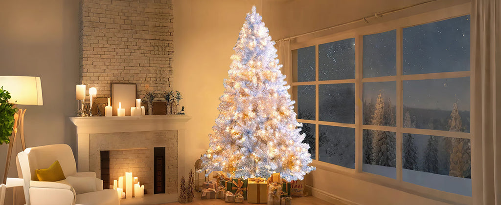 7.4FT Sliver Pre – Lit Artificial Christmas Tree
